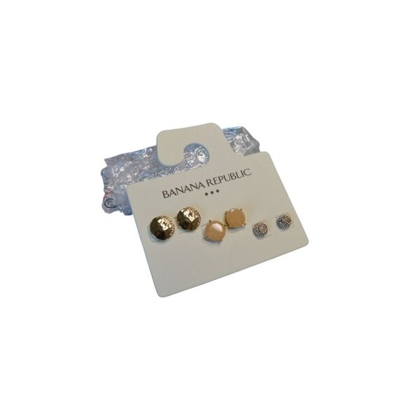 Banana Republic Earring Set Of 3 - Gold & Silver Studs For Women - Picture 2 of 5